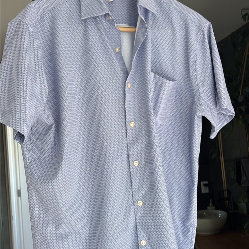 Peter Millar Light Blue Patterned Button Down Shi… - image 1